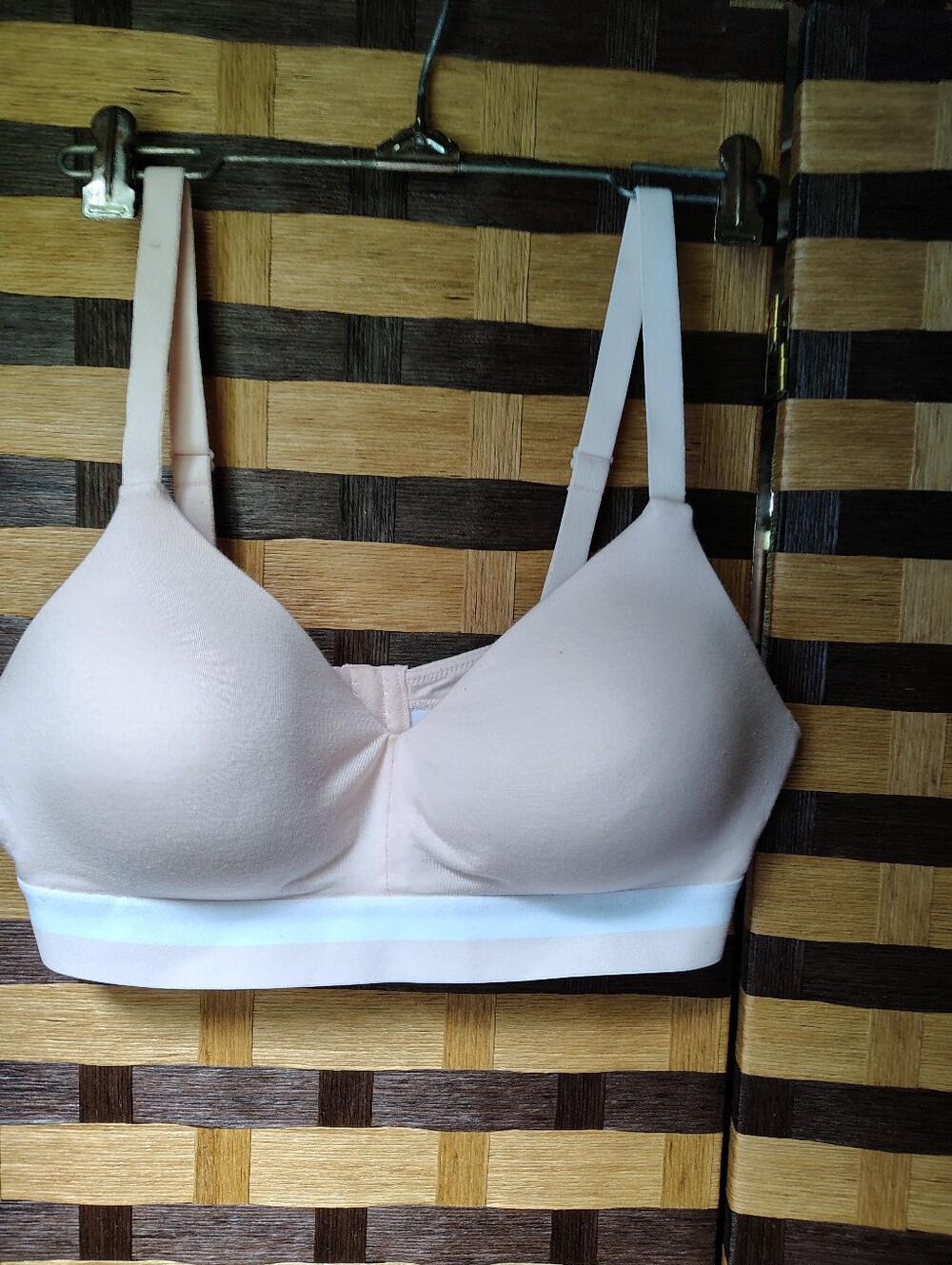 Hanes Pink W/White Wireless Bra Xl